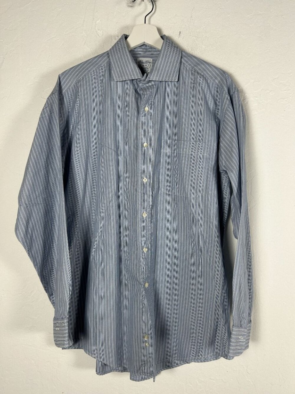 Brooks Brothers Makers Mens Blue White Striped Button-Up Long Sleeve Shirt 16-4